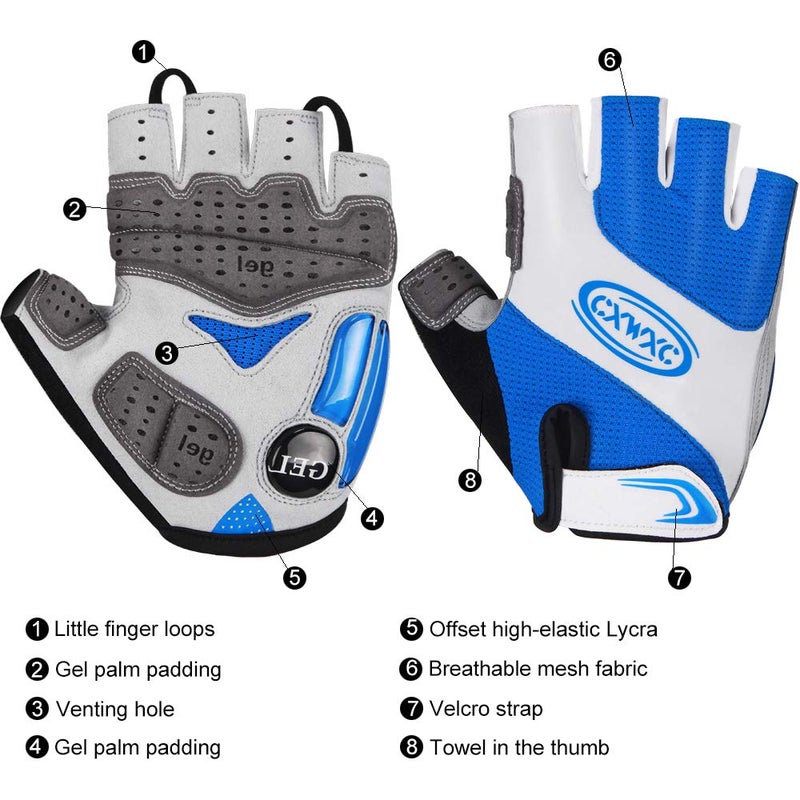 CXWXC Cycling Gloves for Men Women - Breathable Gel Road Mountain Bike Riding Gloves - Anti-Slip Bike Glove for Fitness Cycling Training Outdoor Sports (Blue, X-Large) - Image 3